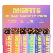 Misfits Vegan Protein Bars 6 Flavour Variety Pack Sports Nutrition Bars 14-15
