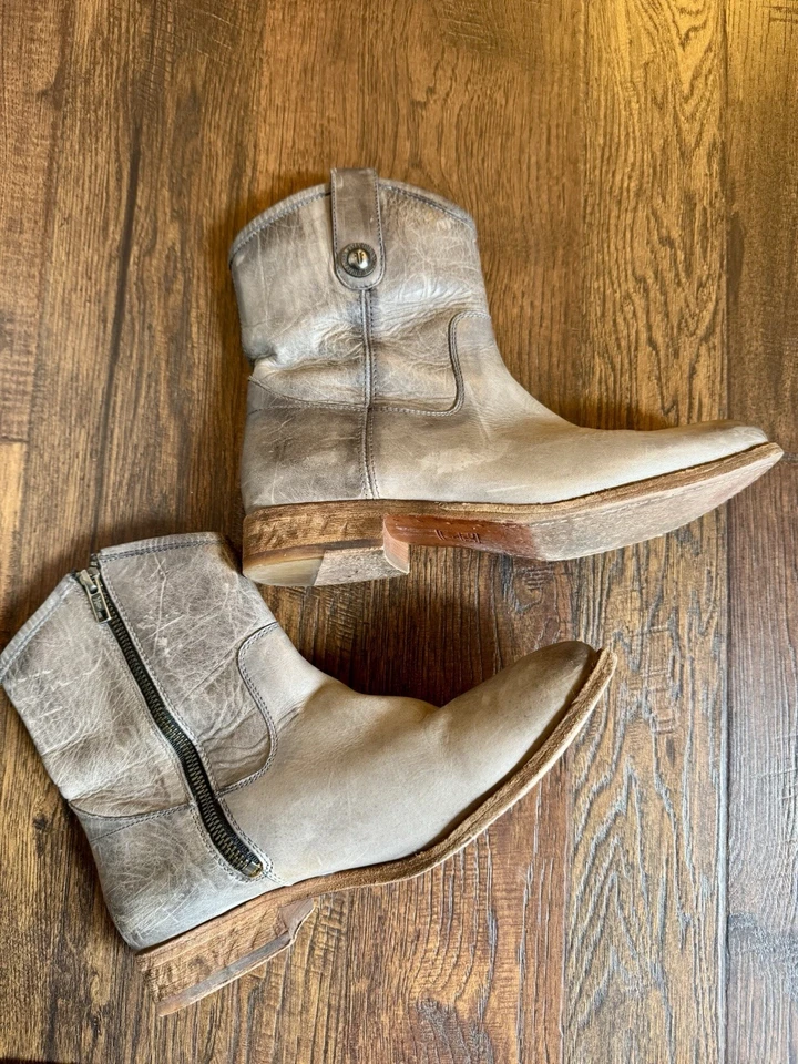 Women’s Grey Frye Leather Zip Ankle Boots Size 8 Gently Worn Condition - Image 4 of 4