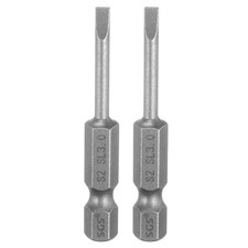 2pcs SL3.0 Slotted Screwdriver Bits 2" Long Magnetic Head Screw Driver Drill Bit