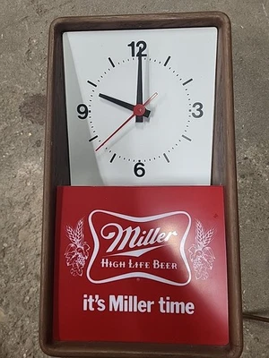 Vintage Beer Sign Clock In Collectible Miller Signs & Tins for