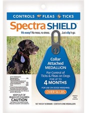 Spectra Shield Collar Attached Medallion For Dogs, Over 56 Lbs - Up To 4 Months
