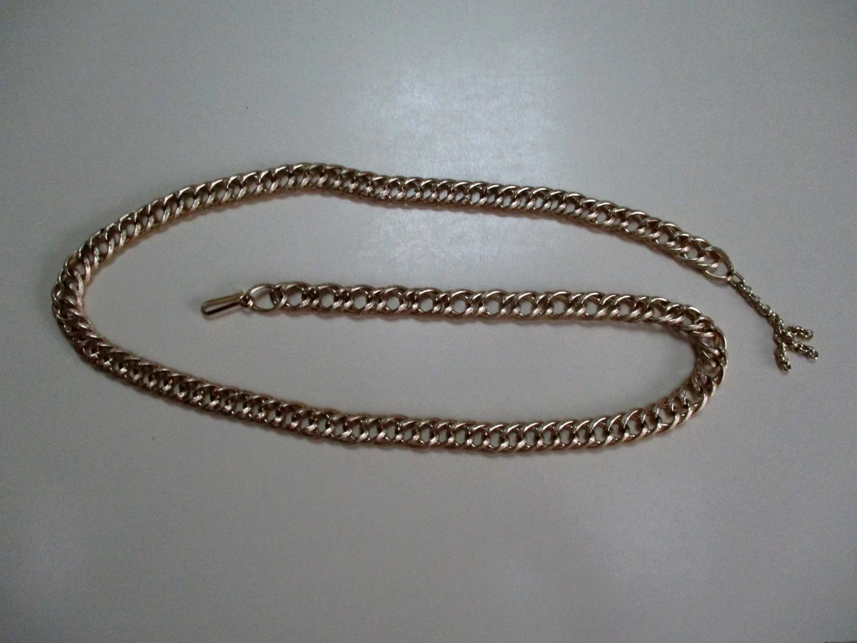 Ceinture Vintage En Métal Doré - Largeur 4,5 Cm - Longueur Totale 90 Cm - Style Clinquant Années 70/80