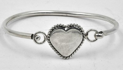 Neu ungetragen Sterlingsilber vorne schließen gravierbar HERZ Armreif Armband 7,7''