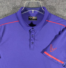 Callaway Opti-Dri Golf Polo Shirt Men's XL Purple Red Stripe Logo Short Sleeve