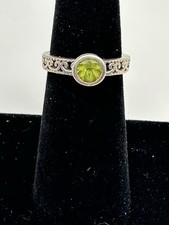 Sterling Silver Ring With Bezel Set Peridot Stone Size 5