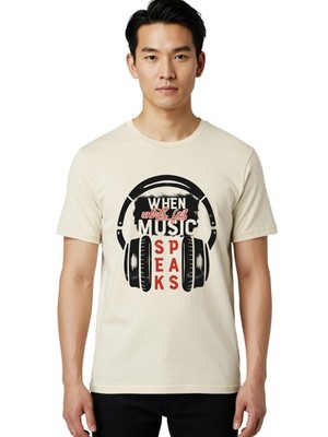 When-Words-Fail-Music-Speaks Mens Graphic Tee, 100% Cotton, Casual Summer Wear