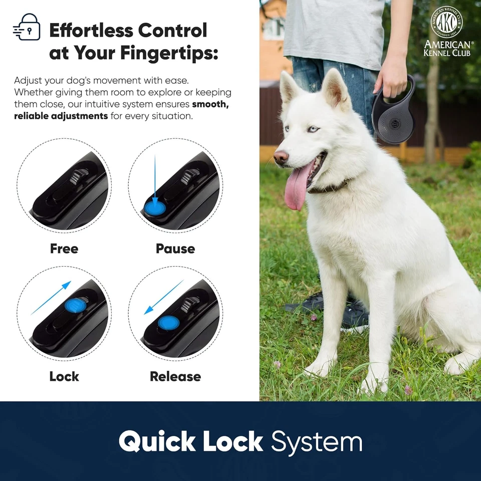 American Kennel Club Retractable Dog Leash, 16.4Ft, Tangle-Free - Image 3 of 4