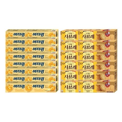 Haitai Sable 84g x12 + Butter Ring 65g x12 Korean Cookie Snack Combo 24 Packs