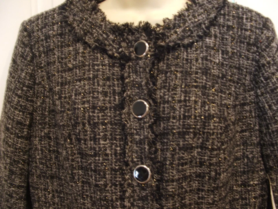 NUEVO CON ETIQUETAS $72 East 5th Chaqueta/Abrigo Tweed Blanco y Negro Talla MEDIANA-Nuevo Foto 3 de 4