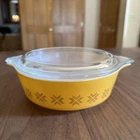 Vintage Pyrex Town & Country Orange & Gold Stars Casserole 471  With Lid 1 Pint