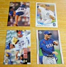 Joaquin Benoit Lot of 4 Trading Cards MLB Baseball Texas Rangers, Detroit Tigers