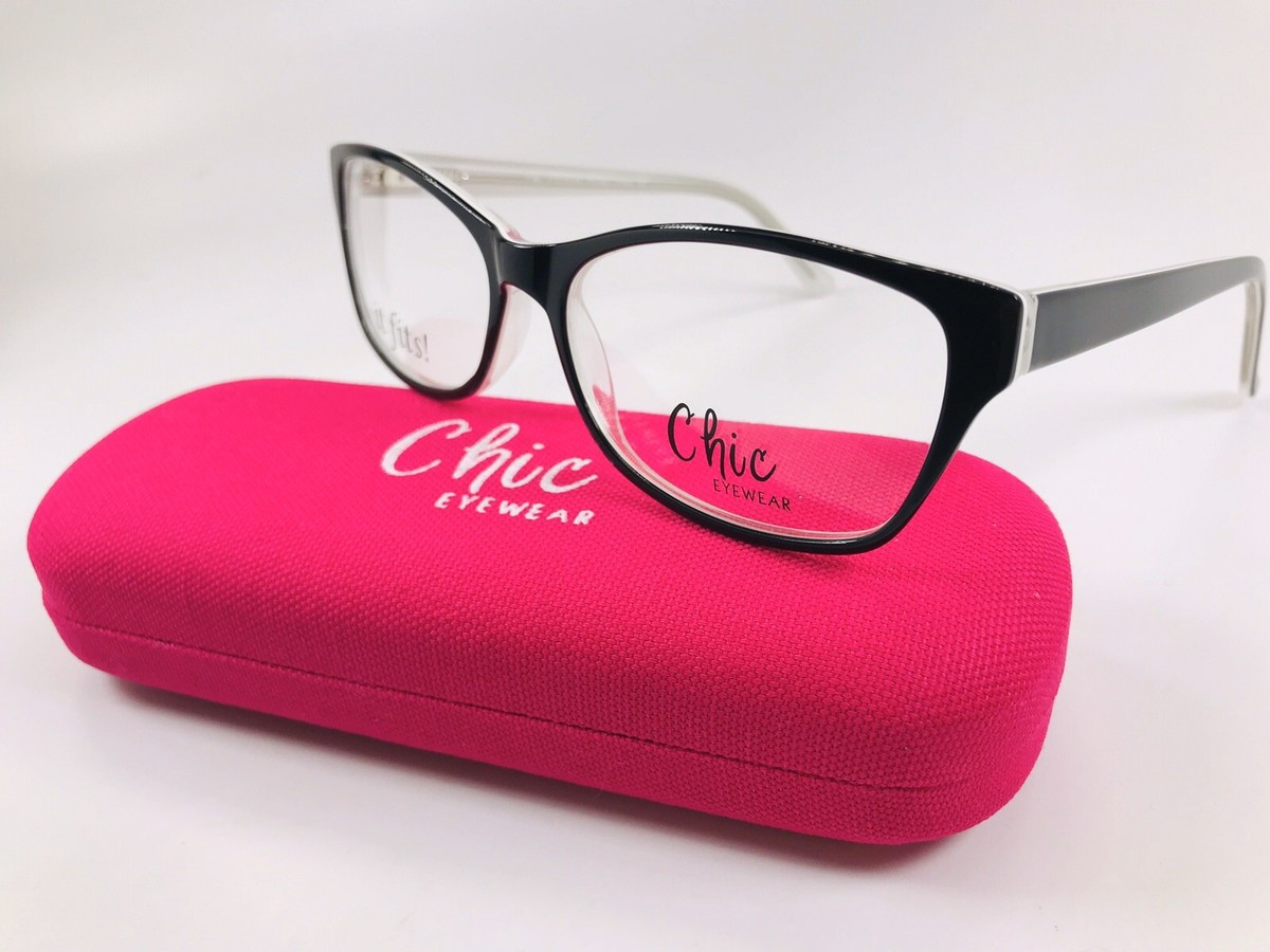 New Chic Black & White CINDY Eyeglasses 57mm w/Case For The