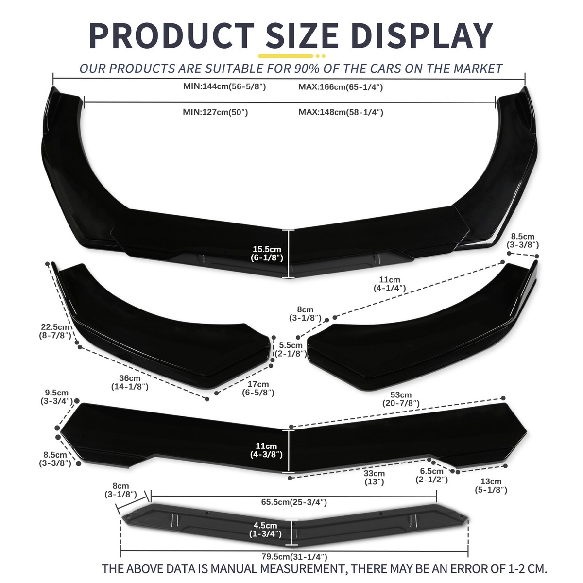 KEEPDSGN Front Bumper Lip Splitter For Ford F-150 Shelby Super Snake – Glossy Black (4pcs)