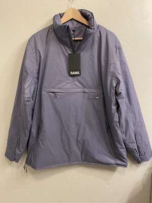Rains NWT s Unisex Size Large Padded Heavy Anorak Jacket w/Side Zip, Zip Pockets