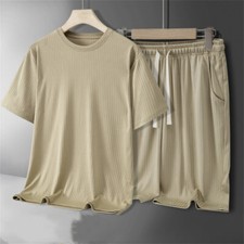 Mens Tracksuit 2-Piece Set Short Sleeve T Shirt Shorts Sweatsuit Outfit Set