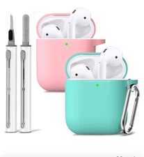 2pk Airpods Case Cover + Keychains Pink & Mint New In Box