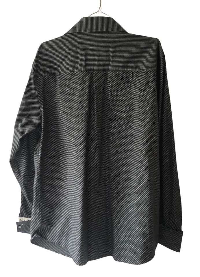 Cezani Mens Long Sleeve Charcoal Grey And White Contrast Cuff Dress Shirt L MINT - Image 4 of 4