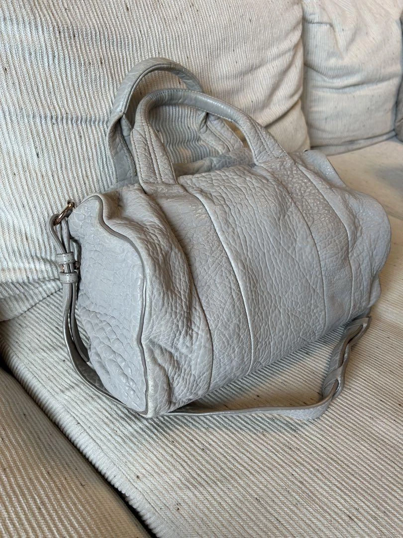 ALEXANDER WANG Women s Bottom Studded Handbag Shoulder Bag Greige Leather USED