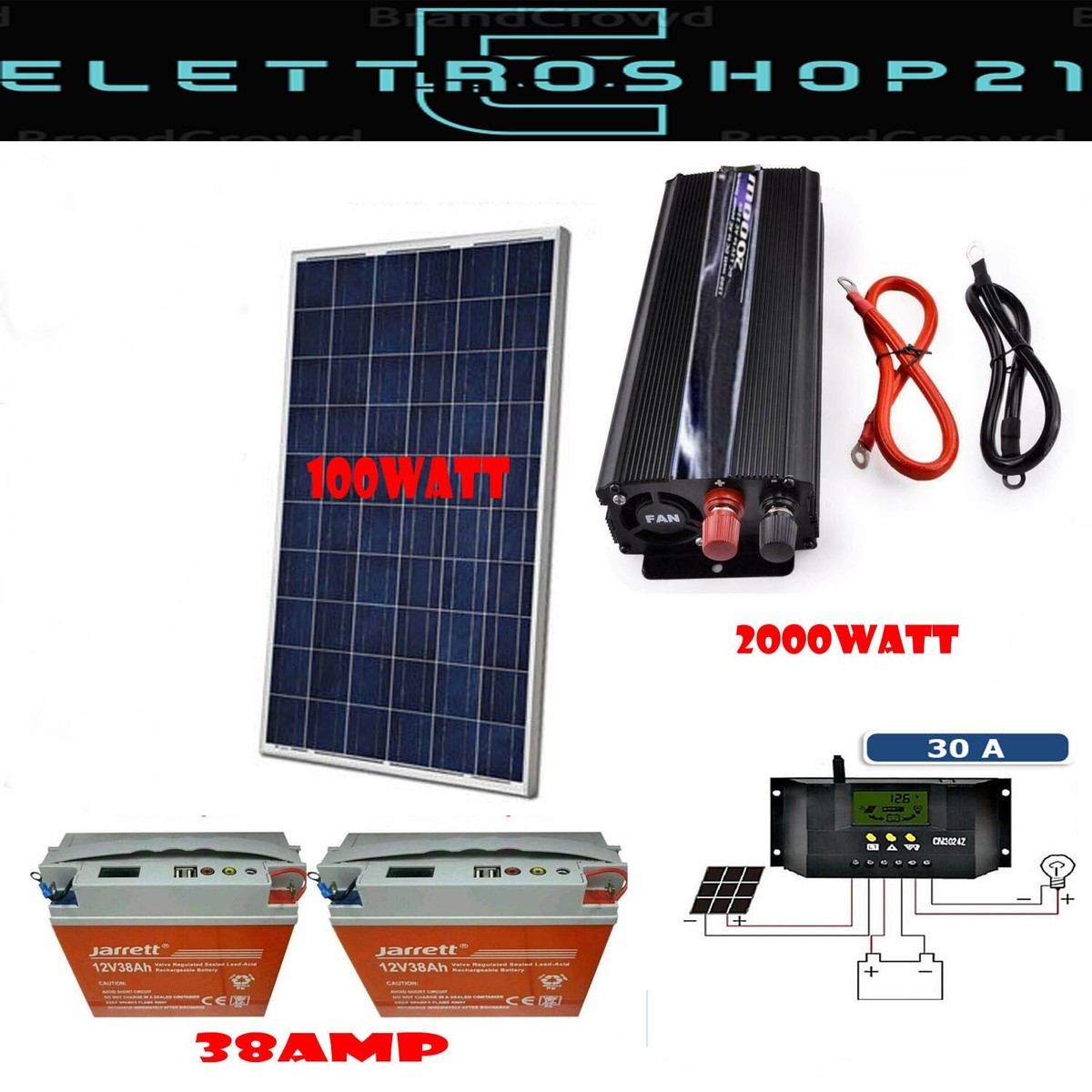 Kit Fotovoltaico PWM Inverter 2000W Con Pannello Solare 100W Batteria 20 Amp 86987038 - Foto 4