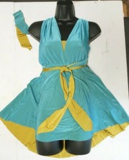 Reversible Tone Lyrical dress Teal Gold ch/Ladies Grecian Wrap style leotard