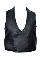 Men's Black Steam Punk Victorian Real Lambskin Leather Waistcoat Men's Black Steam Punk Victorian Real Lambskin Leather Waistcoat