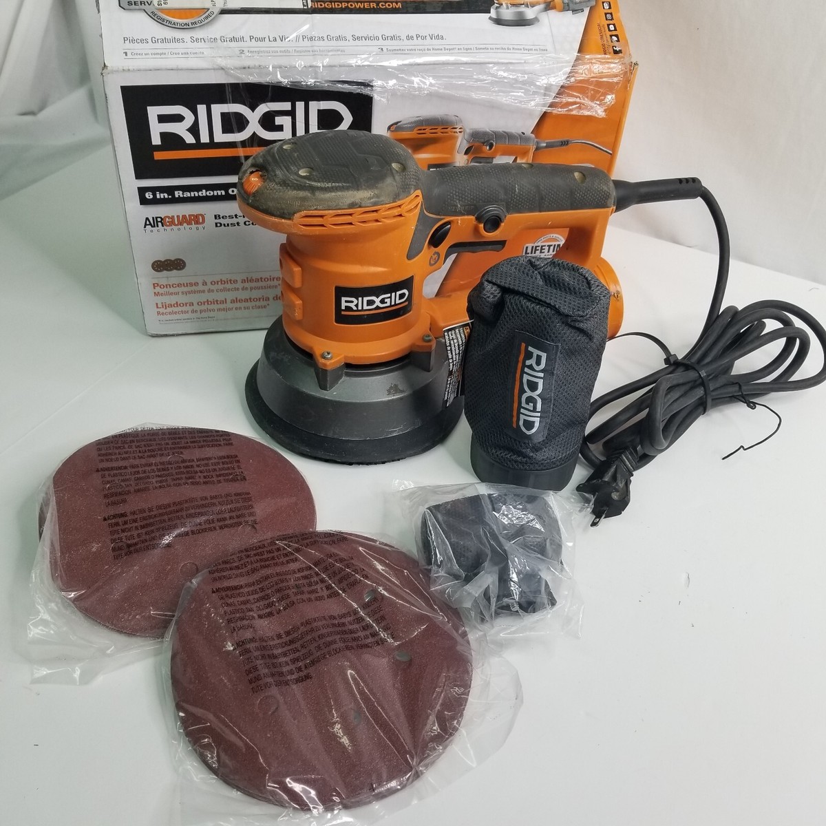 RIDGID Amp Corded Variable-Speed Dual Random Orbital Sander  w/AIRGUARD