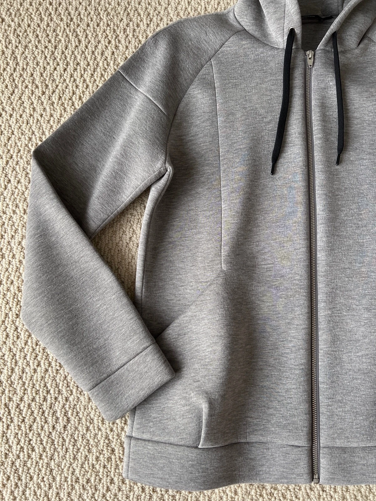 Giacca con cappuccio anteriore nuova T di Alexander Wang Heather grigio con cerniera taglia S $495