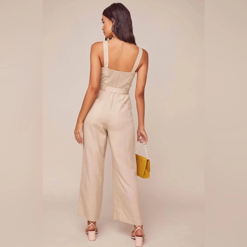 NWT ASTR The Label Mirage Wide Leg Jumpsuit Natural Sz L - Image 2 of 4