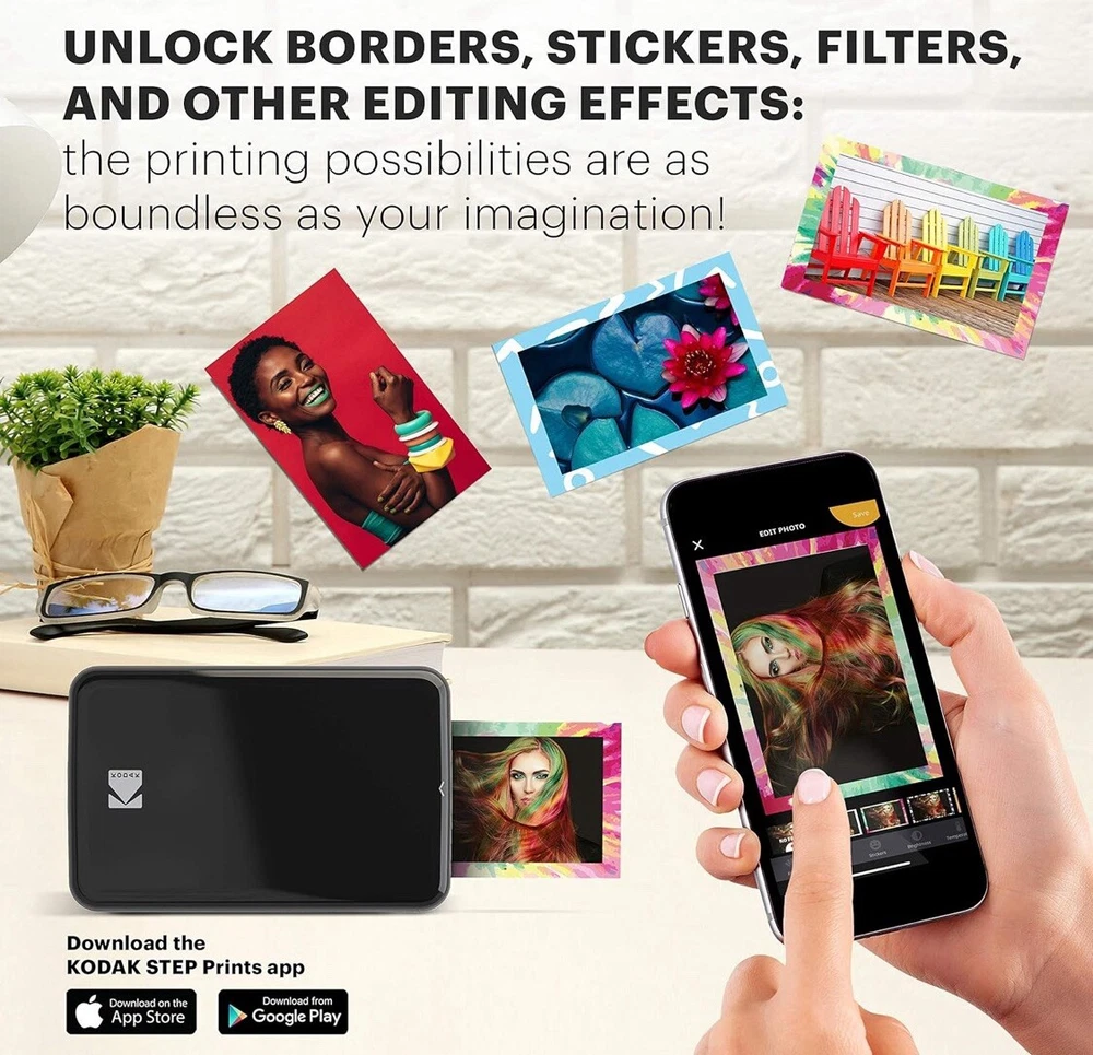KODAK Step Instant Photo Printer-Portable Wireless Mini Printer, Bluetooth, Blk