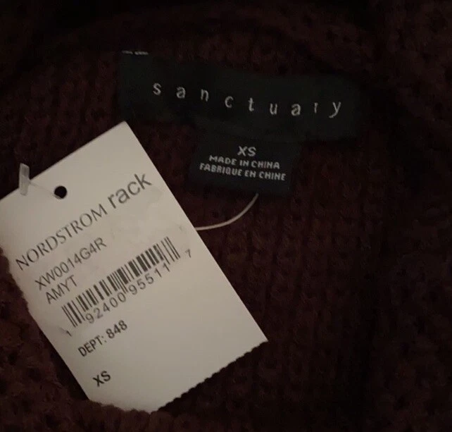 Sanctuary Cowl Neck Tunic Sweater Size XS Waffle Knit In Wine Relaxed Fit Flaw - Image 4 of 4