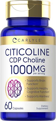 Citicoline CDP Choline | 1000mg | 60 Capsules | Highest Potency | by Carlyle 