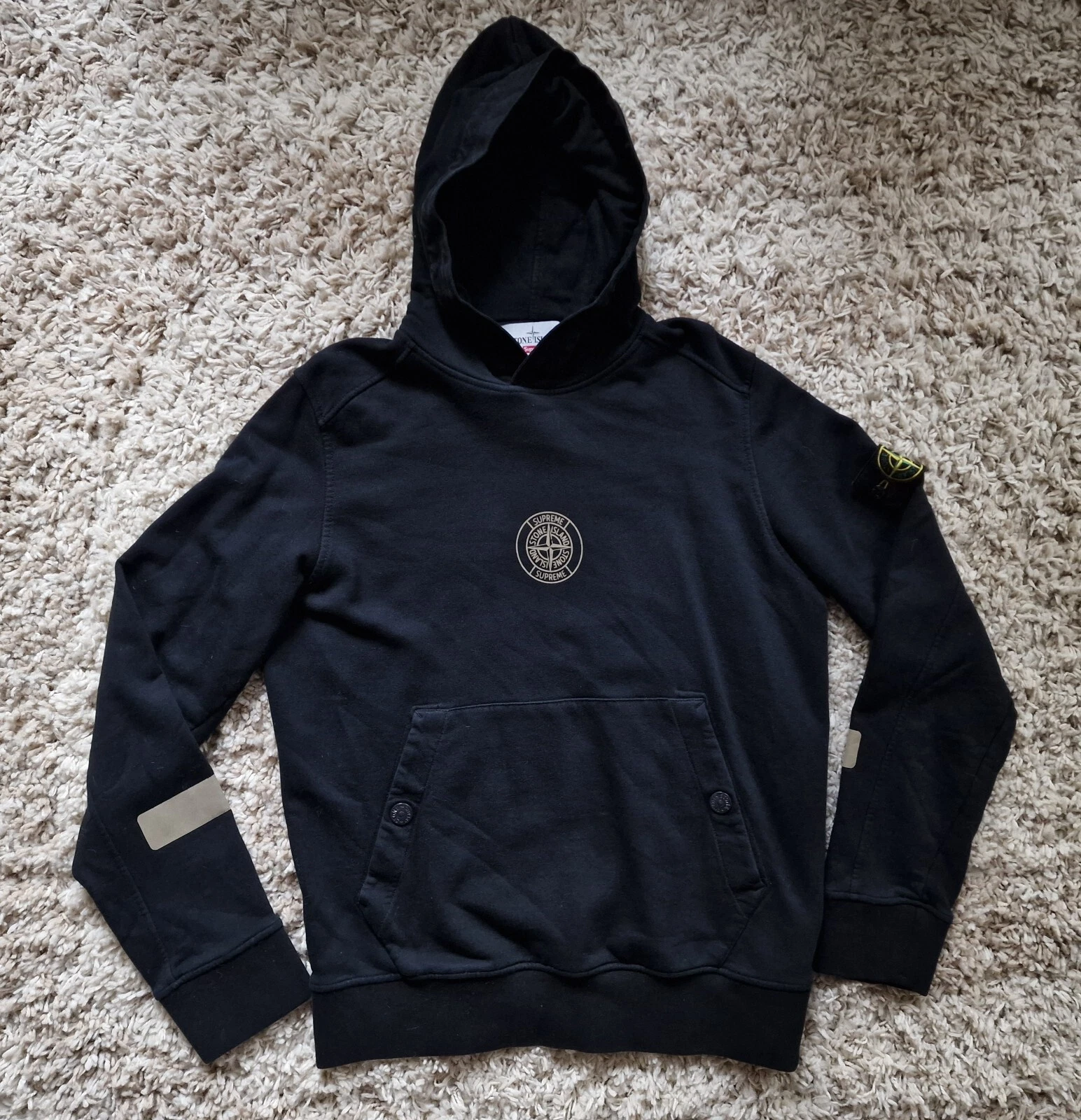 Sweat à capuche noir Supreme Stone Island 3M taille réfléchissante taille S