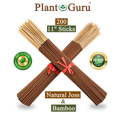 200 Unscented Incense Sticks 11'' BULK WHOLESALE 100% Natural Joss Punk