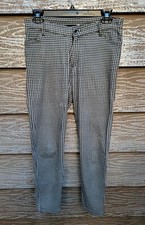 VTG 1960s Womens Stretchy Knit Pants Checkered Crown C C Zipper Size 6-8 28"-30"