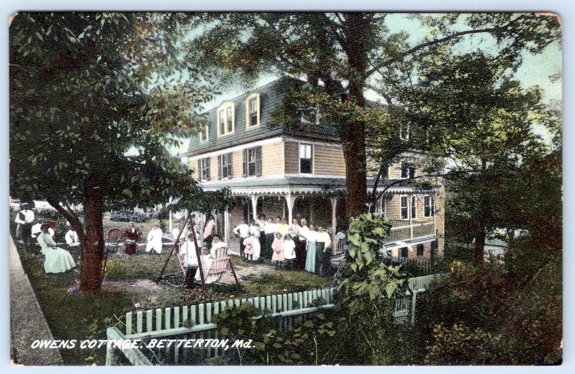 1909 BETTERTON MARYLAND MD OWENS COTTAGE PEOPLE PORCH BEACH TOWN