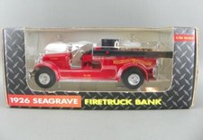 Vintage 1992 ERTL 5710 DieCast Metal 1/30 Scale 1926 Seagrave Firetruck Bank NEW