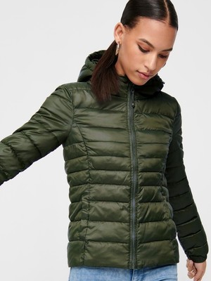 MULTIBLU Olive Between-Season Quilted Jacket With A Removable Fur Hood 