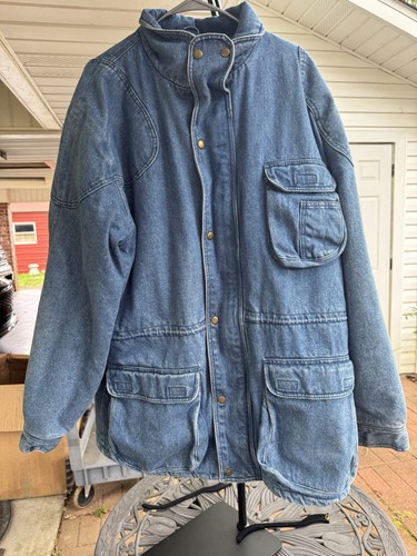 Guy Laroche, Vintage Guy Laroche Women’s XL Denim Utility Jacket Sherpa Lined Chore Coat USA