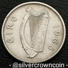 Ireland 🇮🇪 Eire 6 Pence 1966. KM#13a. Sixpence 6d coin. Wolfhound. Dog. Harp.