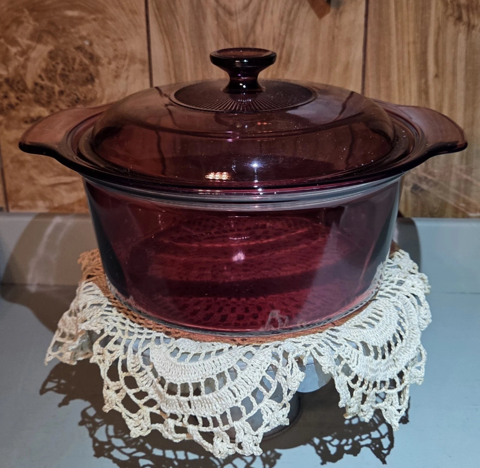 Vision Corning Ware Cookware Cranberry 3.5 L Dutch Oven Stock Pot Pyrex USA MADE