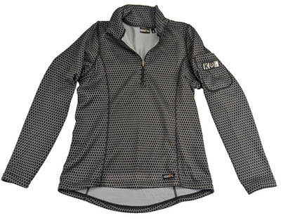 Kerrits Ice Fil 1/4 Zip Long Sleeve Riding Top Size S Gray Black Geometric