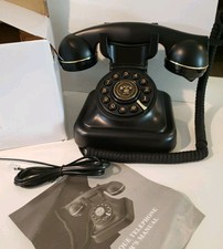 Vintage Look Corded Telephone Black Redial Last Number Feature Desktop