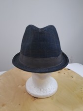 Goorin Bros Adults Blue Plaid Wool Blend Fedora Bucket Hat Size Medium