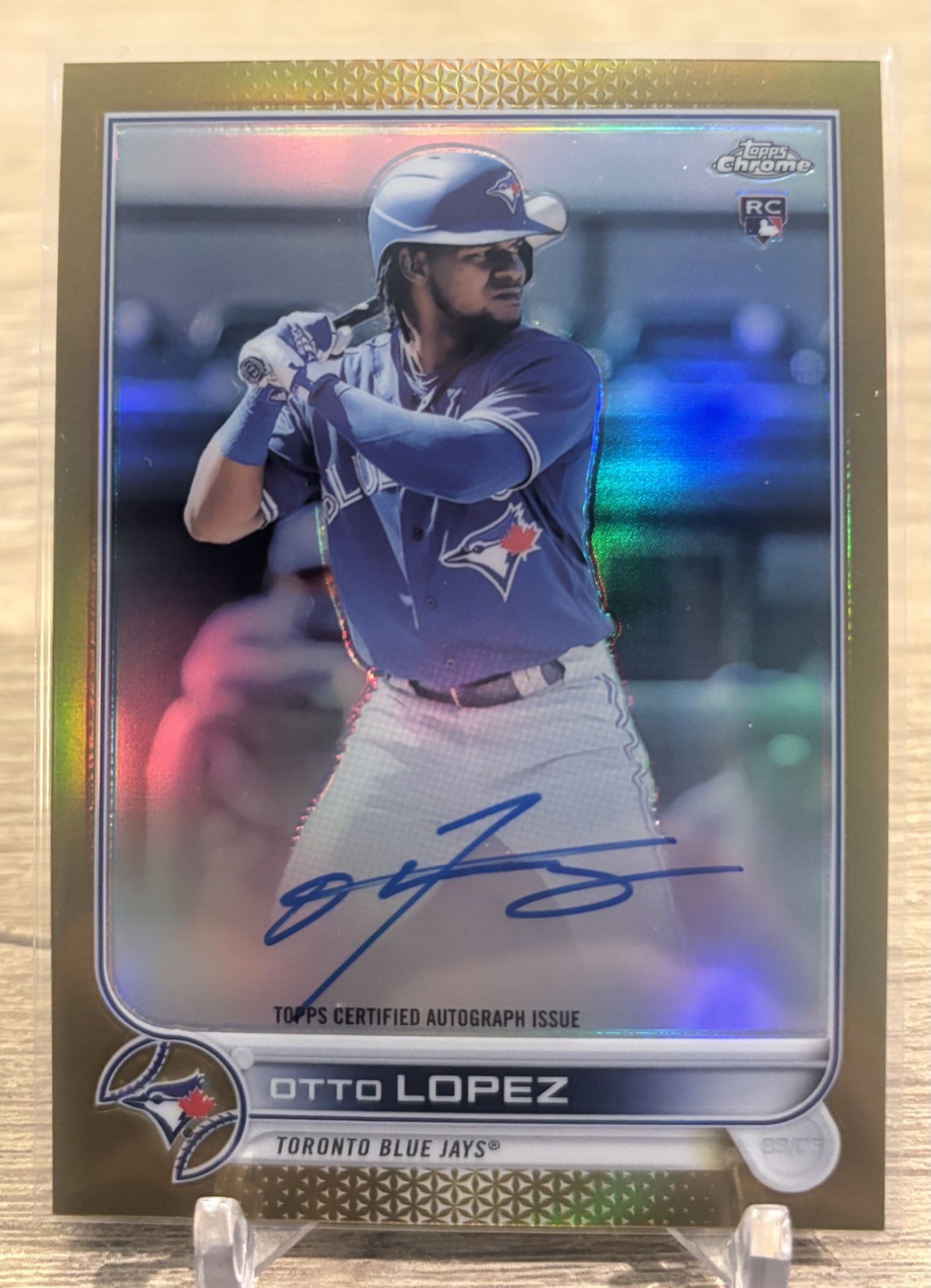 2022 Topps Chrome Otto Lopez RC Rookie Gold Refractor Auto Autograph #'d /50