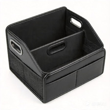 Car Organizer Reinforced Pu Leather Storage With Adjustable Divider