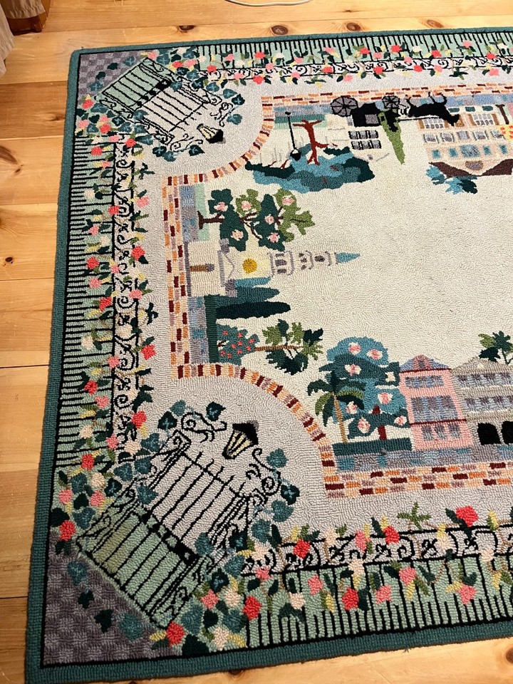 Vintage 1997 Claire Murray scenic pastel color Southern Charm rug with ...