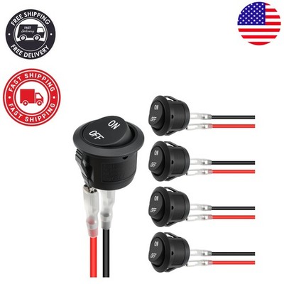 5Pcs SPST On/Off Round Toggle Switch with Pre-Wired Leads for Automotive Use