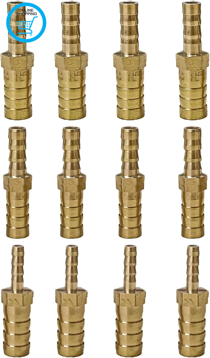 12PCS Straight Brass Barb Hose Fitting Reducer-6Mm to 4Mm,8Mm to 6Mm,10Mm to 6Mm