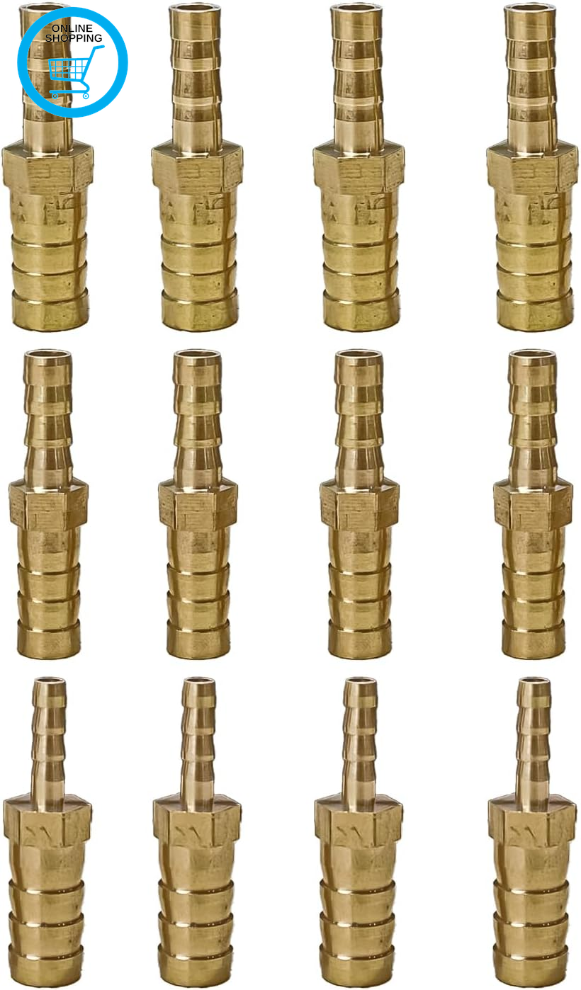 12PCS Straight Brass Barb Hose Fitting Reducer-6Mm to 4Mm,8Mm to 6Mm,10Mm to 6Mm