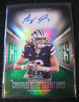 AVERY JOHNSON 2025 Bowman Chrome University Campus Star Signatures Green /99 KSW